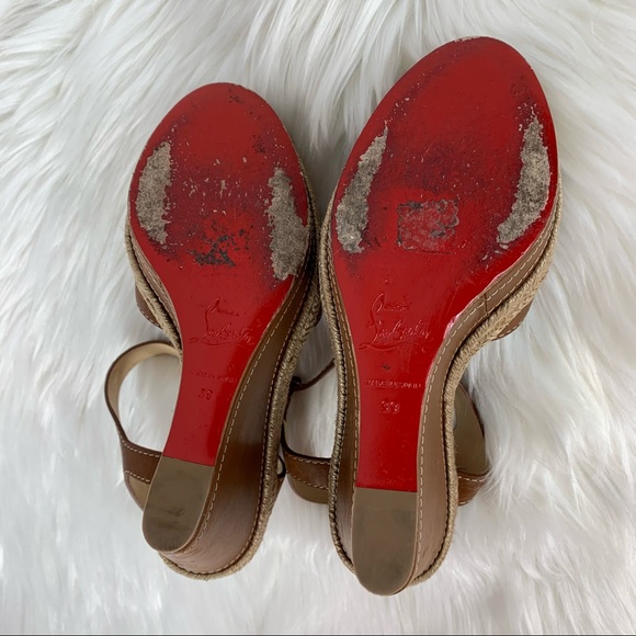 Christian Louboutin Almeria Brown Espadrille Sandals Sz 39 - Picture 14 of 15